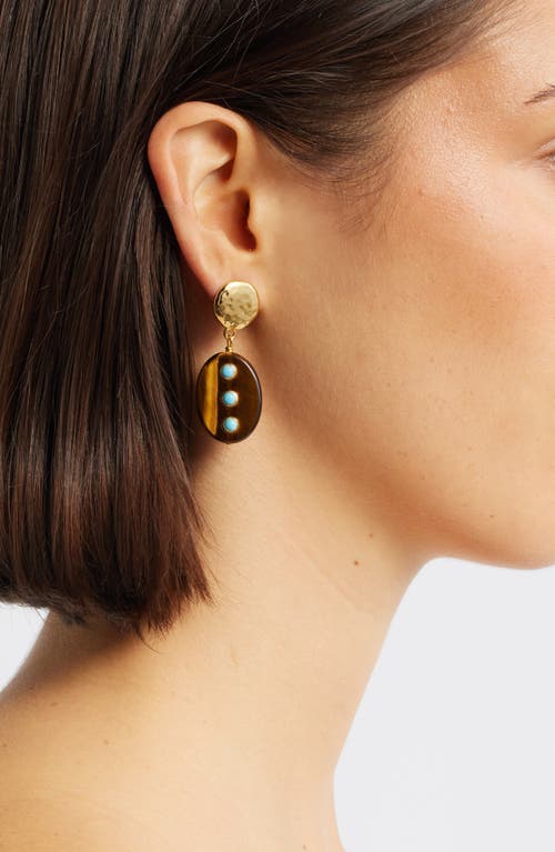 Nest Jewelry Tiger's Eye & Turquoise Drop Earrings In Brown