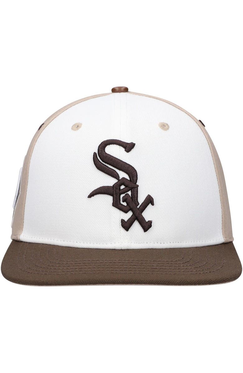 PRO STANDARD Men's Pro Standard White/Brown Chicago White Sox Chocolate Ice Cream Drip Snapback Hat, Alternate, color, 