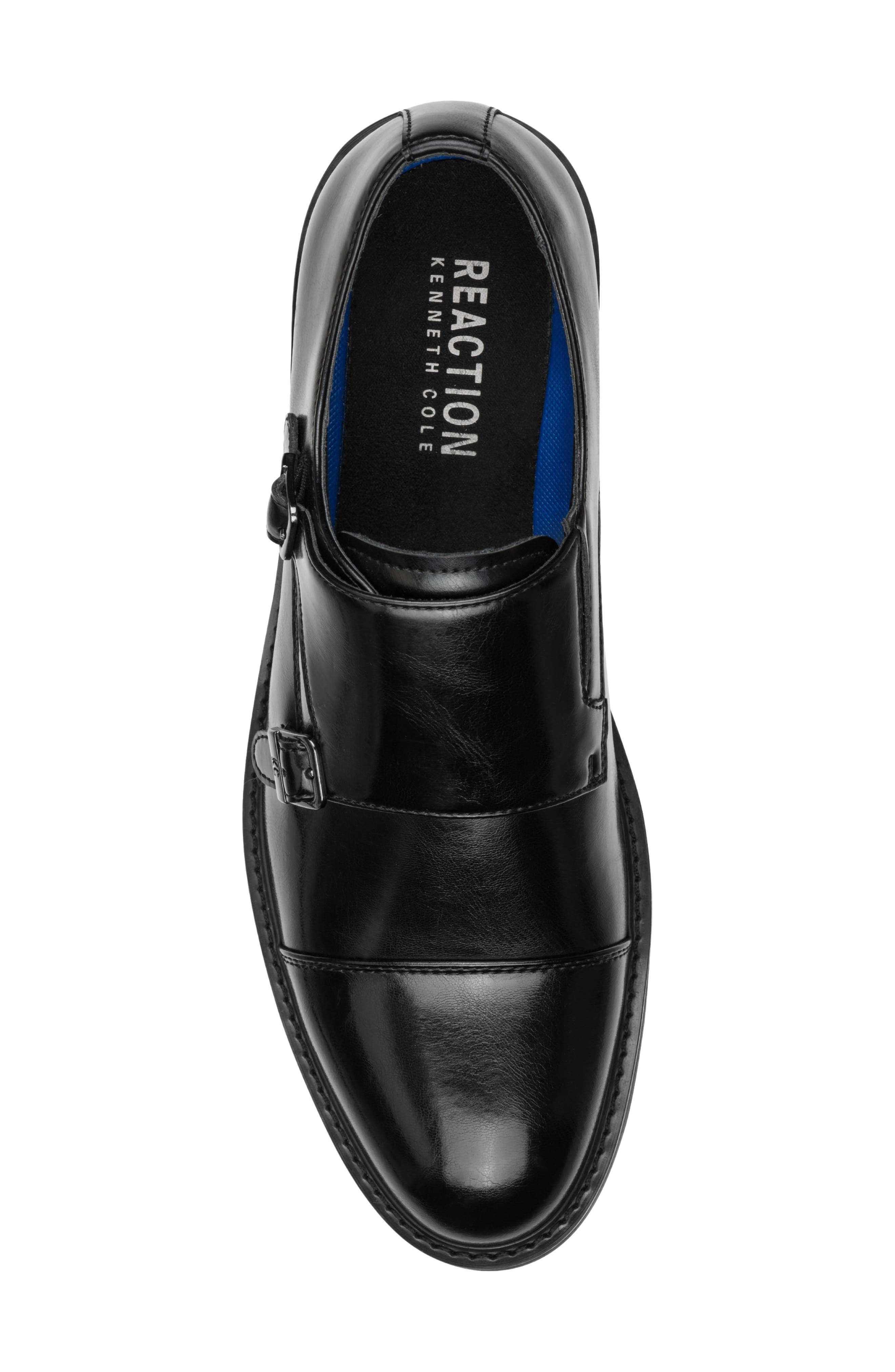 Kenneth Cole Reaction Leland Cap Toe Two Buckle Monk Shoe, Alternate, color, Black
