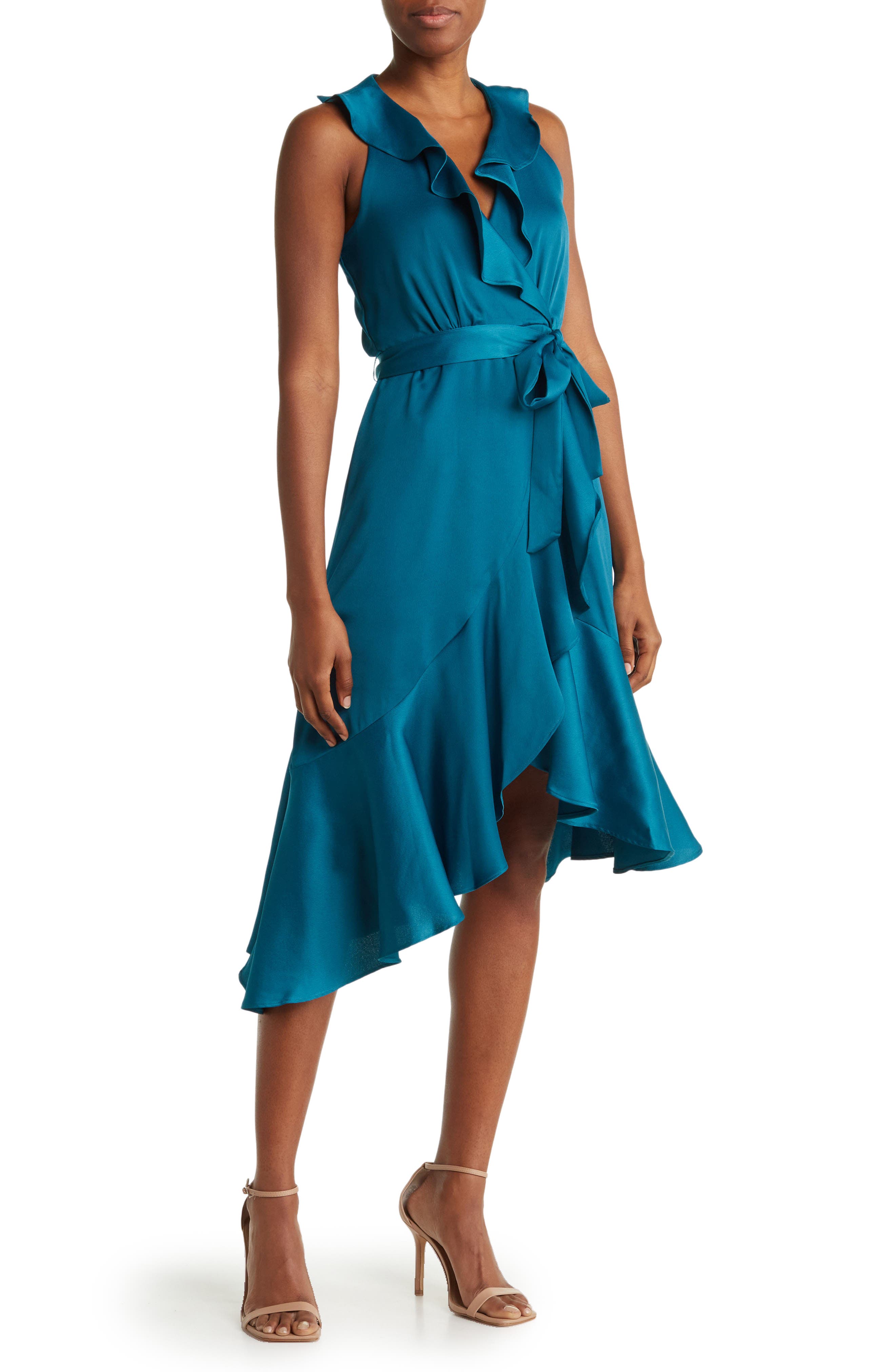 Taylor Dresses Ruffle Sleeveless Satin High-Low Dress (Women ...