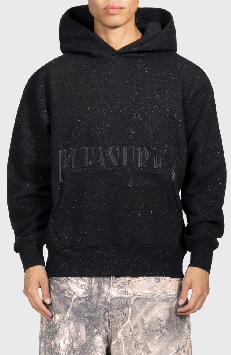 PLEASURES Starry Onyx Oversize Fleece Hoodie, Main, color, Black