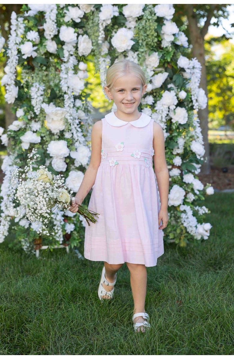 Florence Eiseman Linen-Look Dress With Flowers, Alternate, color, Pink