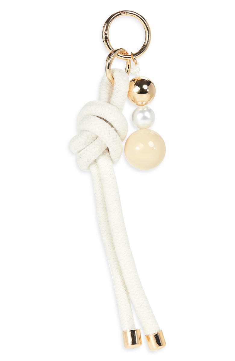Leith Knot Rope Bag Charm, Main, color, Ivory Multi- Gold