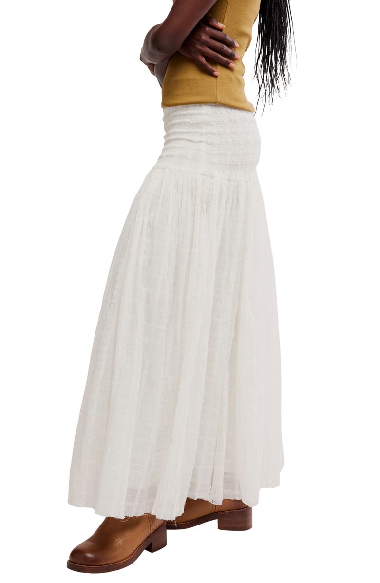 Free People Raven Smocked Maxi Skirt, Alternate, color, Ivory