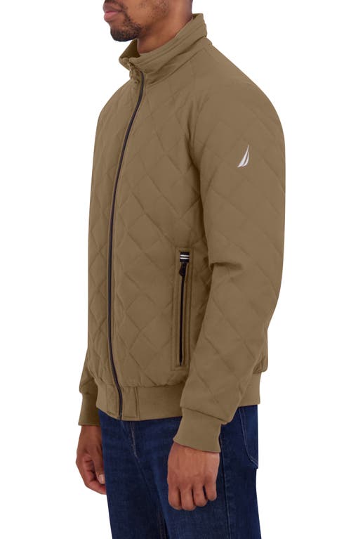 Nautica Diamond Quilted Bomber Jacket In Green