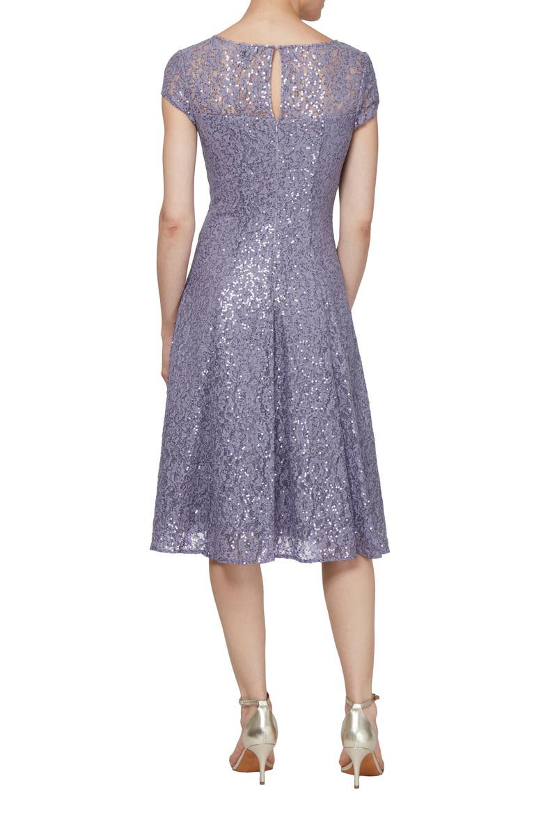Cap Sleeve Metallic Lace Dress, Alternate, color, MYSTC/HTHR