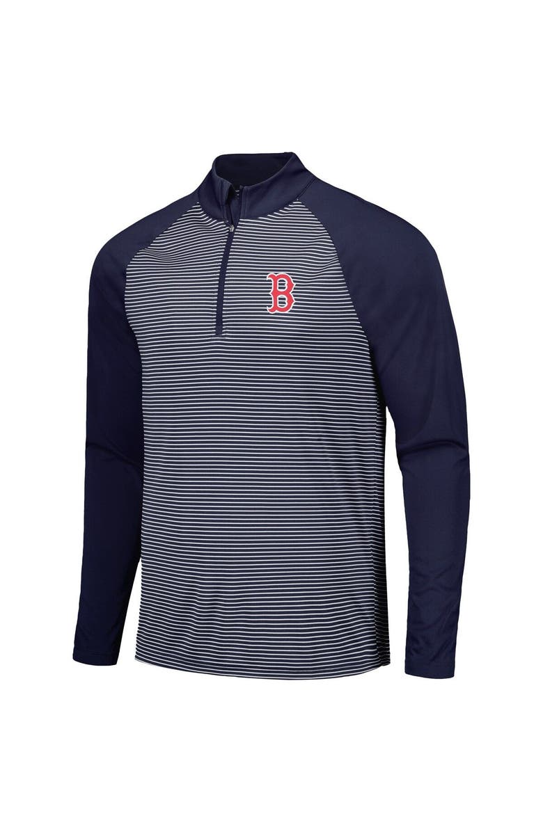 LEVELWEAR Men's Levelwear Navy Boston Red Sox Charter Striped Raglan Quarter-Zip Top, Alternate, color, Navy