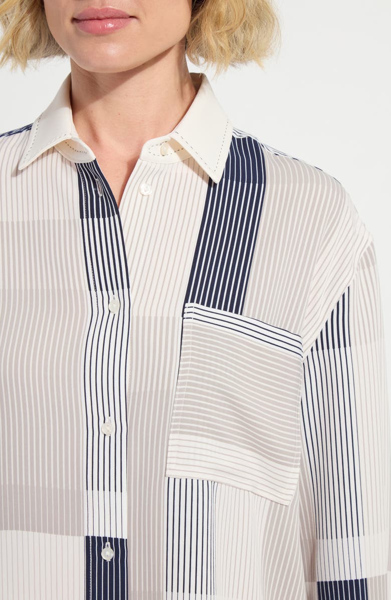 Lysse Jessica Stripe Button-up Shirt, Alternate, color, Oslo Stripe Collage