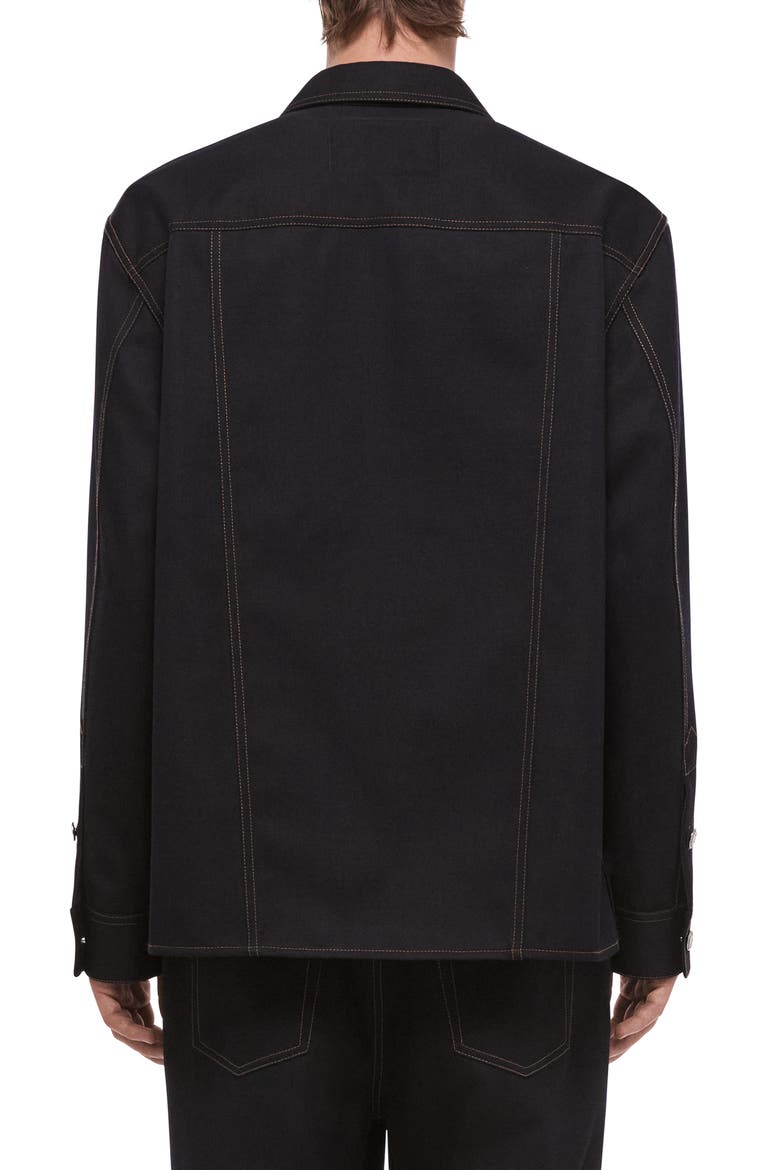 Wool Gabardine Trucker Shirt Jacket, Alternate, color, NAVY MELANGE