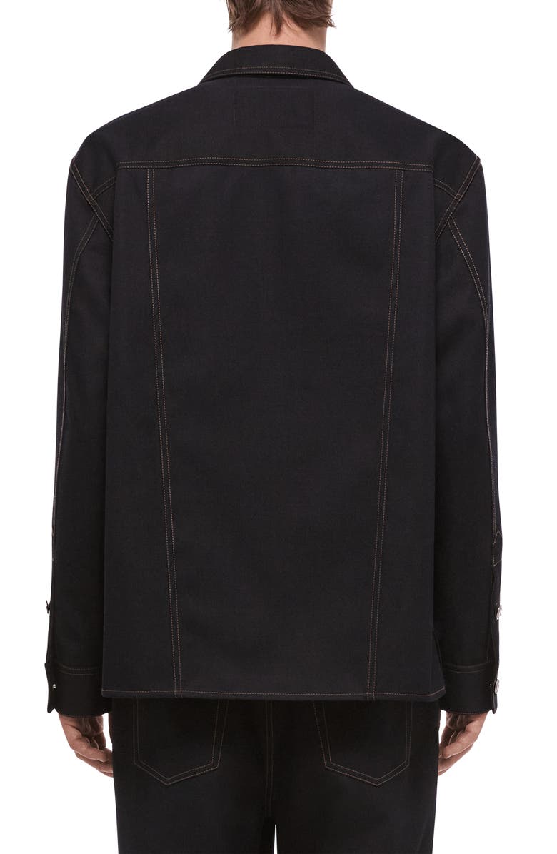 Helmut Lang Wool Gabardine Trucker Shirt Jacket, Alternate, color, Navy Melange