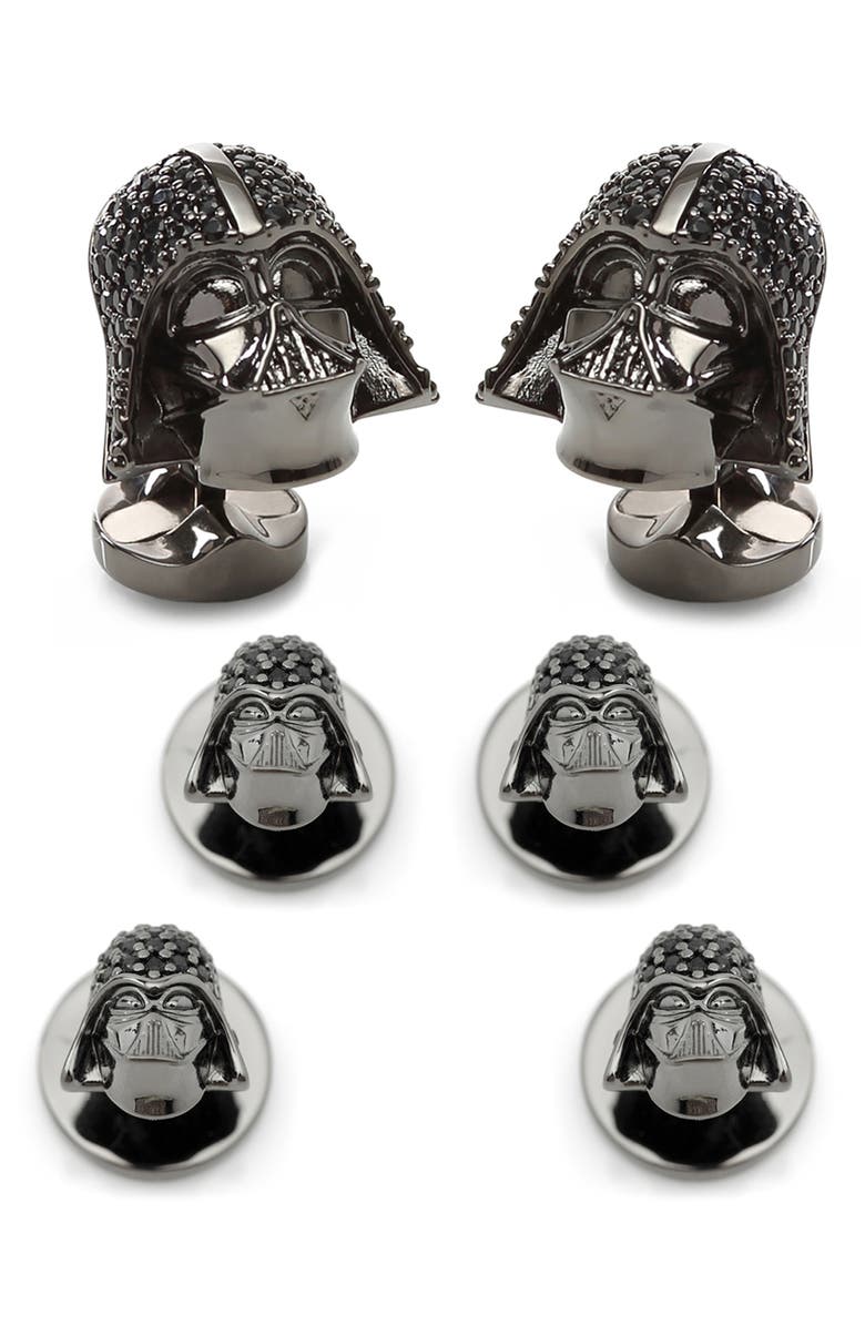 Cufflinks, Inc. Men's Star Wars Darth Vader Crystal Cuff Link & Stud Set, Alternate, color, Black