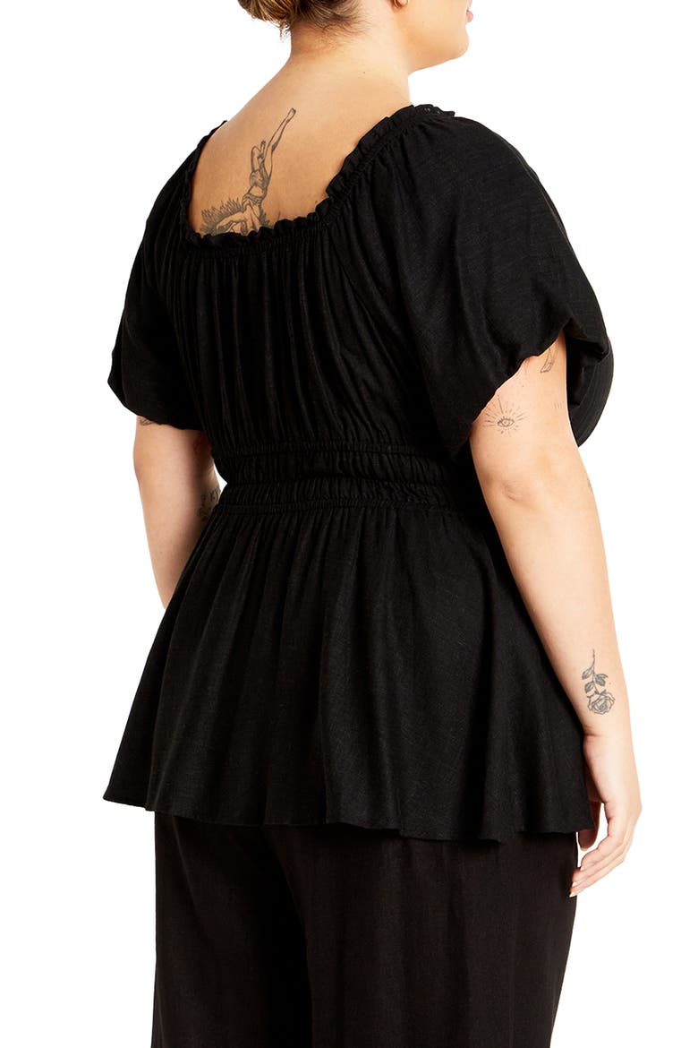 Suzy Smocked Waist Babydoll Top, Alternate, color, BLACK