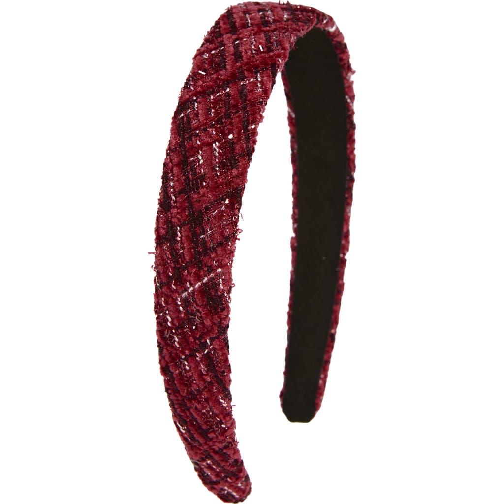 Tasha Padded Metallic Tweed Headband In Red