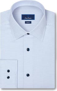 David Donahue Regular Fit Micro Tic Cotton Dobby Dress Shirt