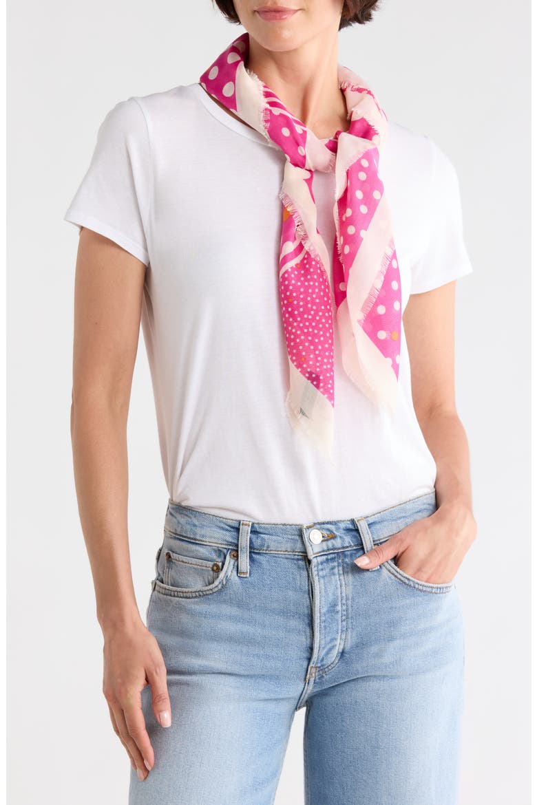 Polka Dot Scarf, Main, color, FUCHSIA