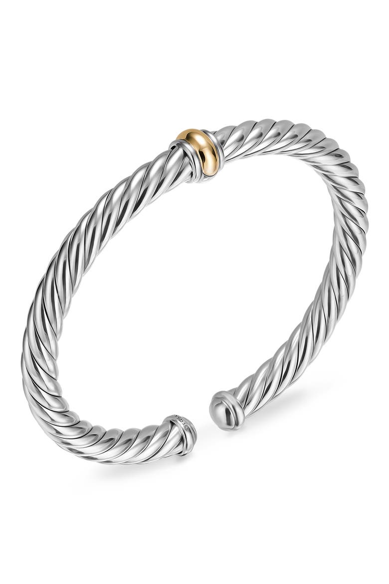 Cable Flex Center Station Bracelet in Sterling Silver with 14K Yellow Gold, 6mm, Alternate, color, SILVER