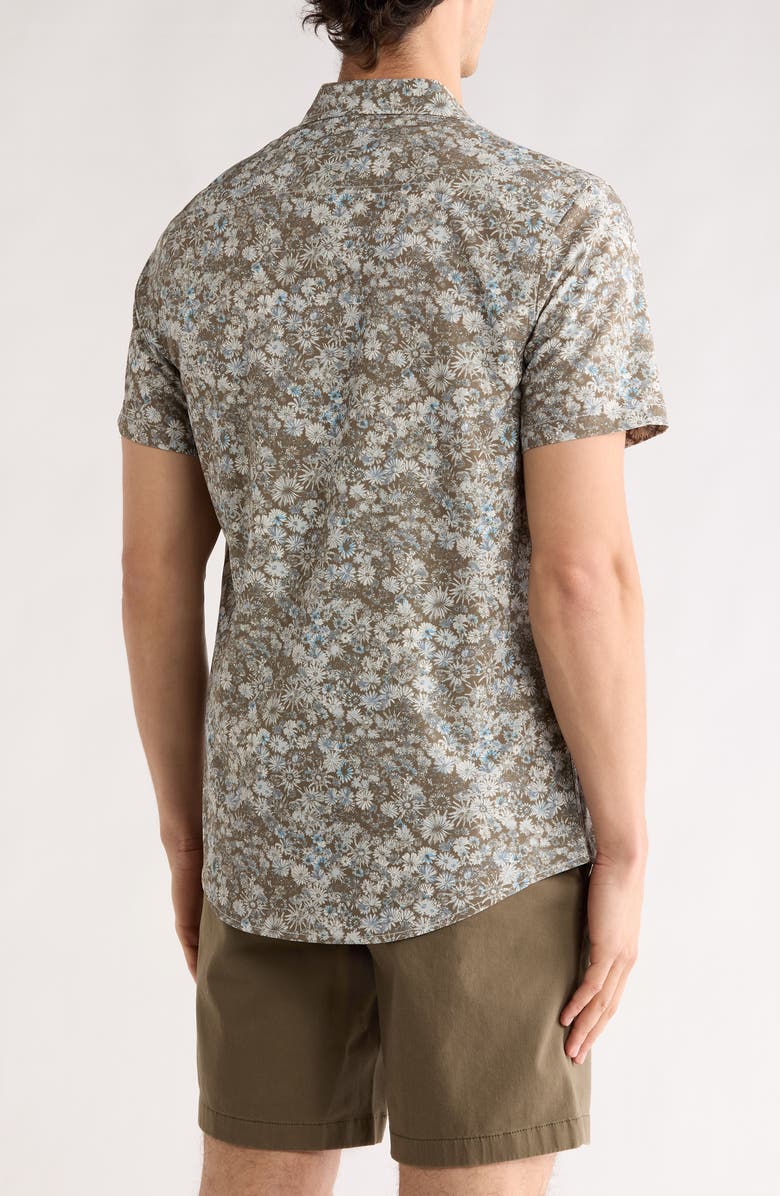 14th & Union Field Floral Print Short Sleeve Shirt, Alternate, color, Olive Spring Field