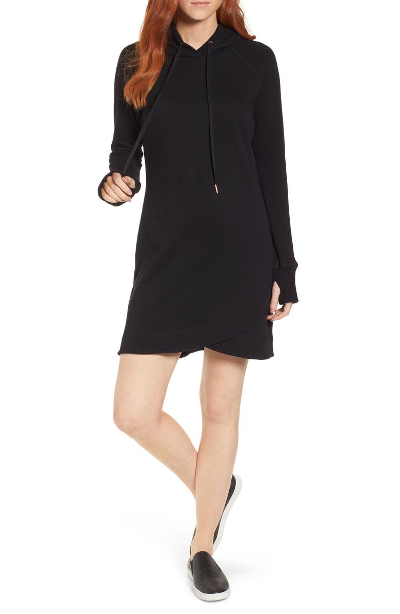 Caslon<sup>®</sup> Off-Duty Hooded Sweatshirt Dress, Main, color, 