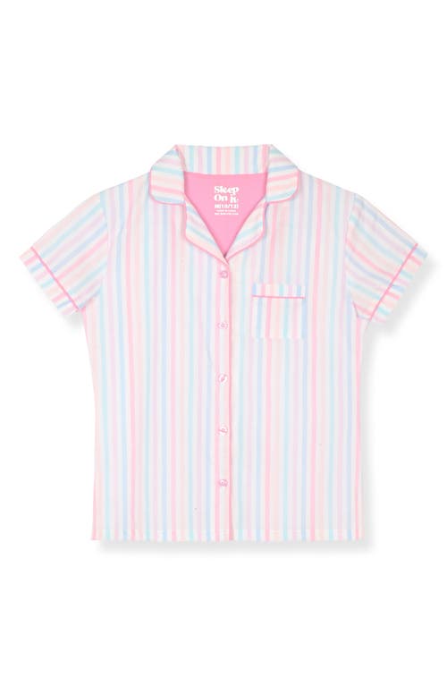 Cloud Nine Kids' Stripe Two-piece Pajamas & Scrunchie Set In Pink Multi