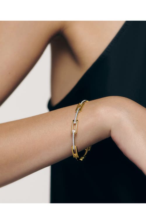 Monica Vinader 18ct Gold-plated Vermeil Silver Diamond Signature Link Skinny Bangle Bracelet In Gold