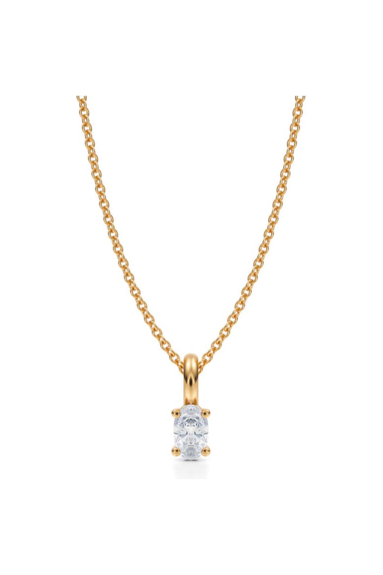 Oval Solitaire Lab Diamond Pendant Necklace 14K 0.33ct, Main, color, Yellow Gold