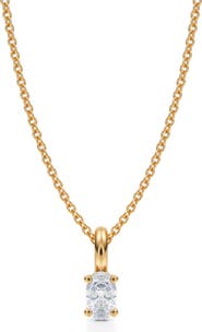 ALLUREZ Oval Solitaire Lab Diamond Pendant Necklace 14K 0.33ct
