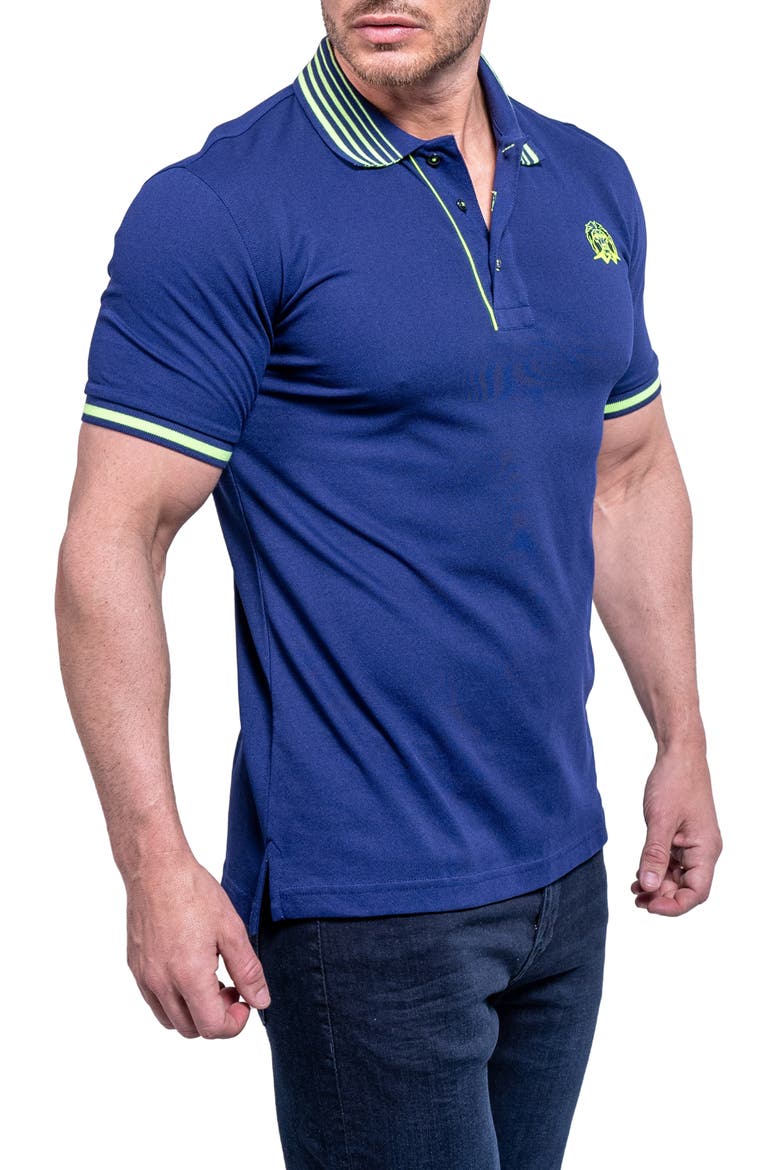 Tipped Embroidered Logo Polo, Alternate, color, BLUE