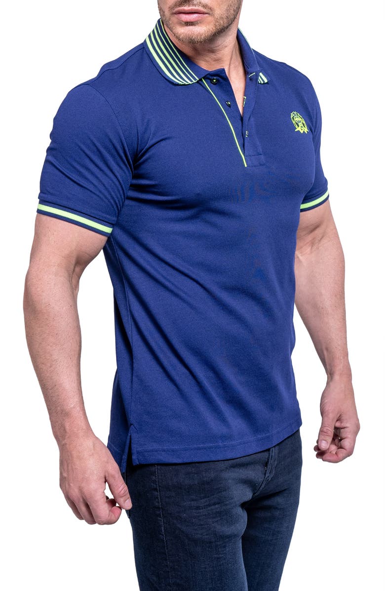 Maceoo Tipped Embroidered Logo Polo, Alternate, color, Blue