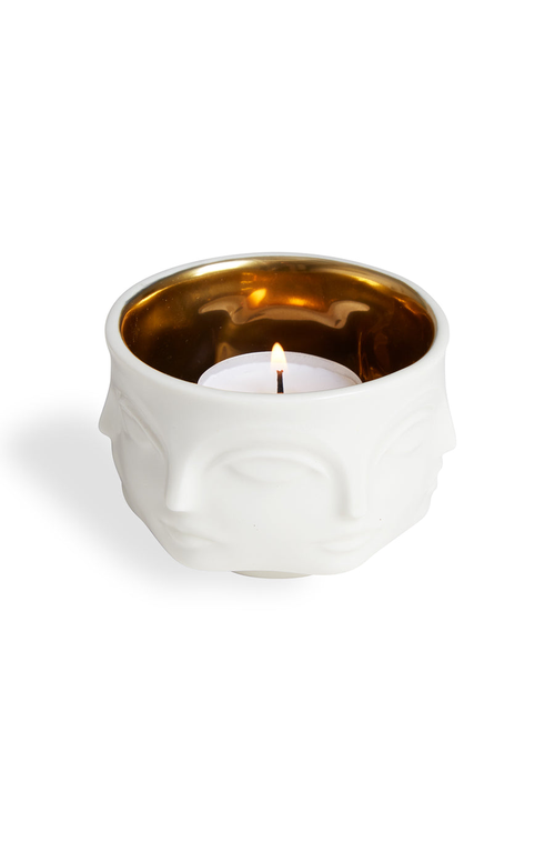 Jonathan Adler Muse Porcelain Votive Holder In White/gold
