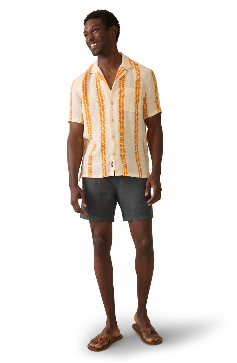 Faherty Shibori Palma Linen Camp Shirt, Alternate, color, Citrus Valley