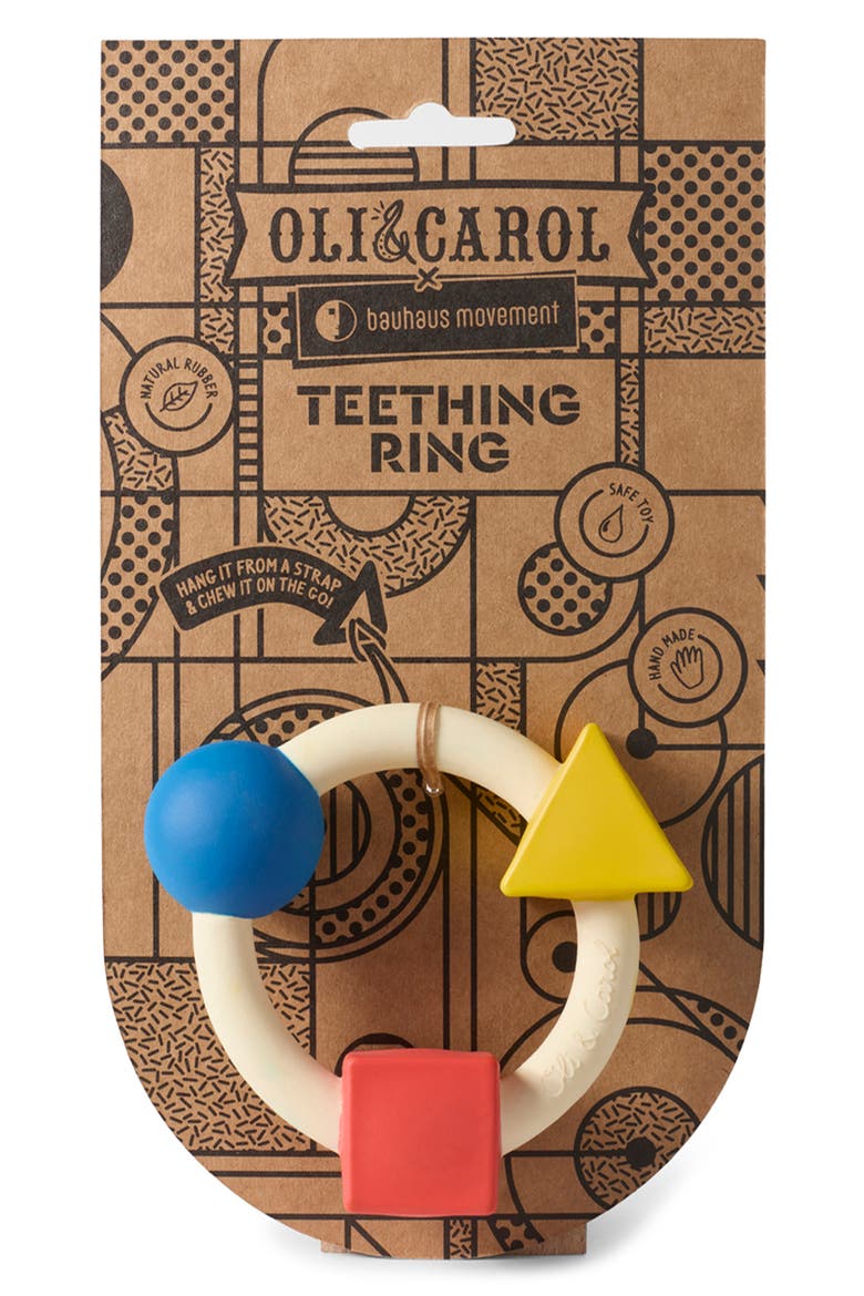 Bauhaus Movement Ring Teether, Main, color, BEIGE