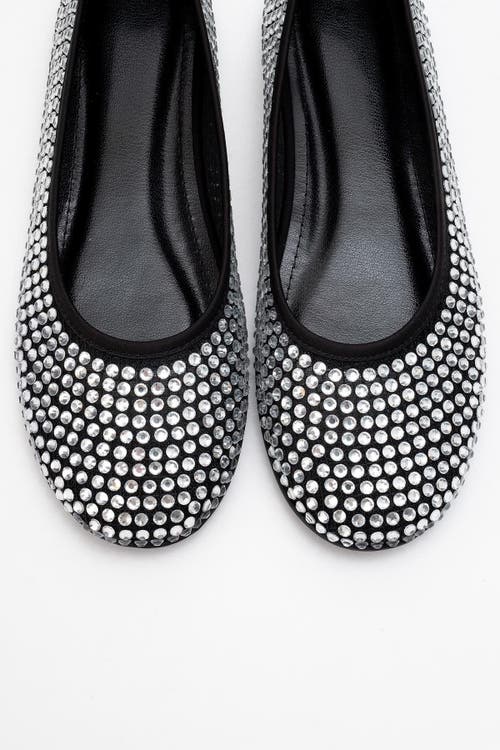 Prologue Shoes Runway Mesh Embellished Ballet Flat In Black