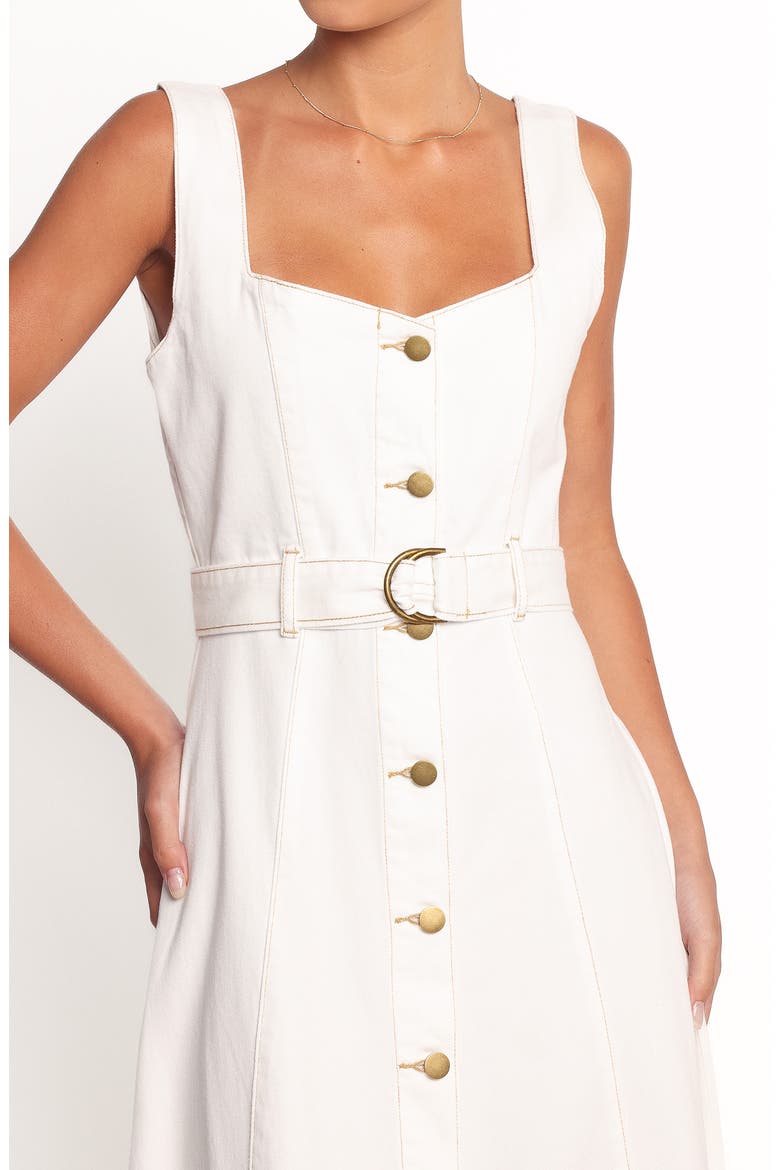 Jennings Sleeveless Cotton Twill Dress, Alternate, color, WHITE