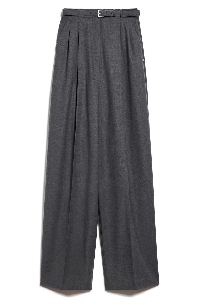 SPORTMAX Belted Wool Stretch Flannel Wide Leg Trousers, Alternate, color,