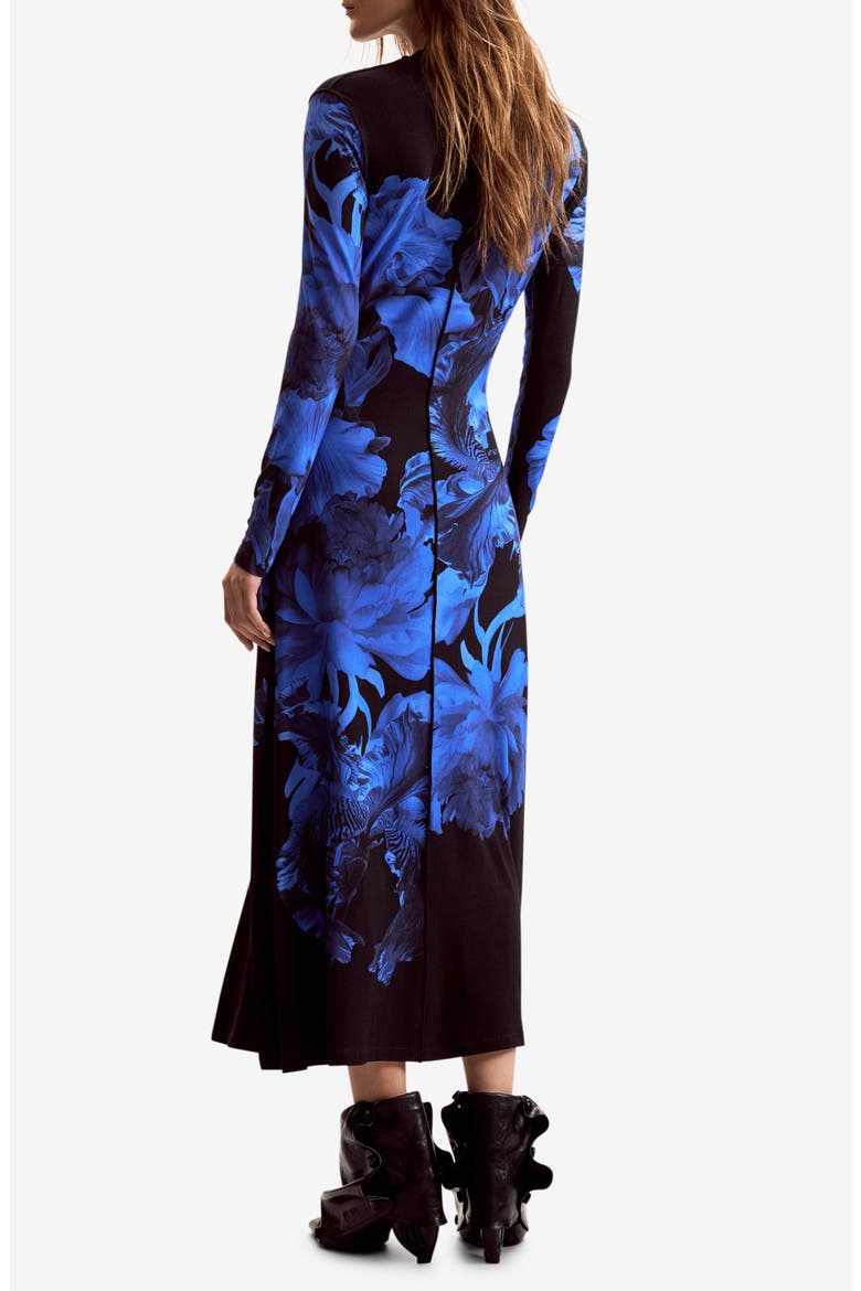 Floral Print Long Sleeve Dress, Alternate, color, DARK BLUE