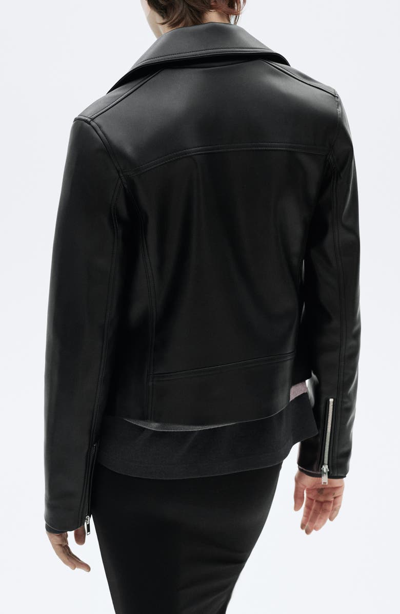 MANGO Faux Leather Moto Jacket, Alternate, color, Black