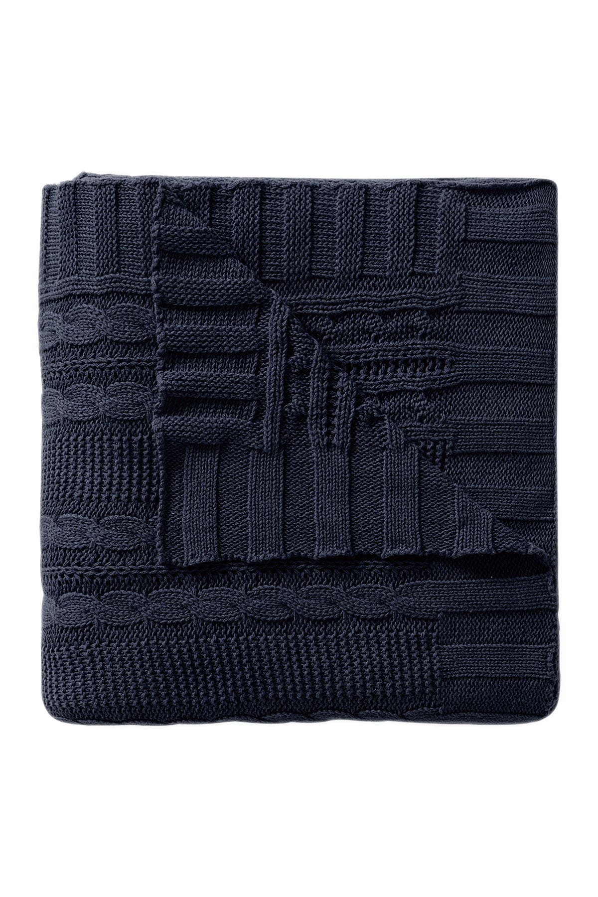 VCNY HOME Dublin Cable Knit Throw Blanket - Navy