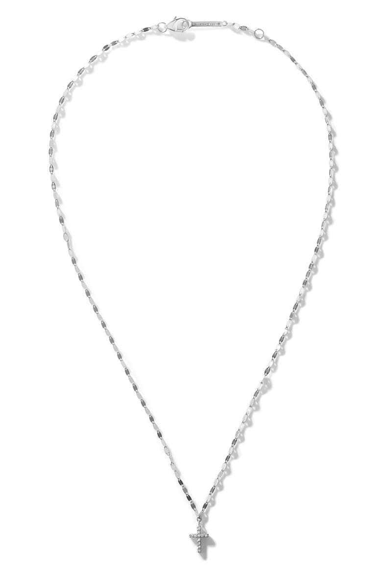 14K Gold Mini Diamond Cross Pendant Necklace, Main, color, WHITE