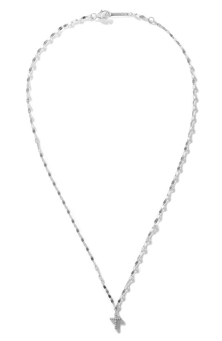 LANA 14K Gold Mini Diamond Cross Pendant Necklace, Main, color, White Gold