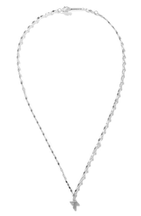 14K Gold Mini Diamond Cross Pendant Necklace