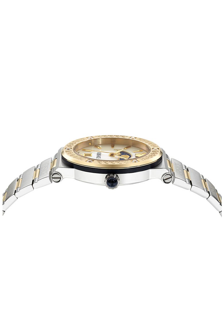 Greca Logo Moonphase Bracelet Watch, 38mm, Alternate, color, TWO TONE