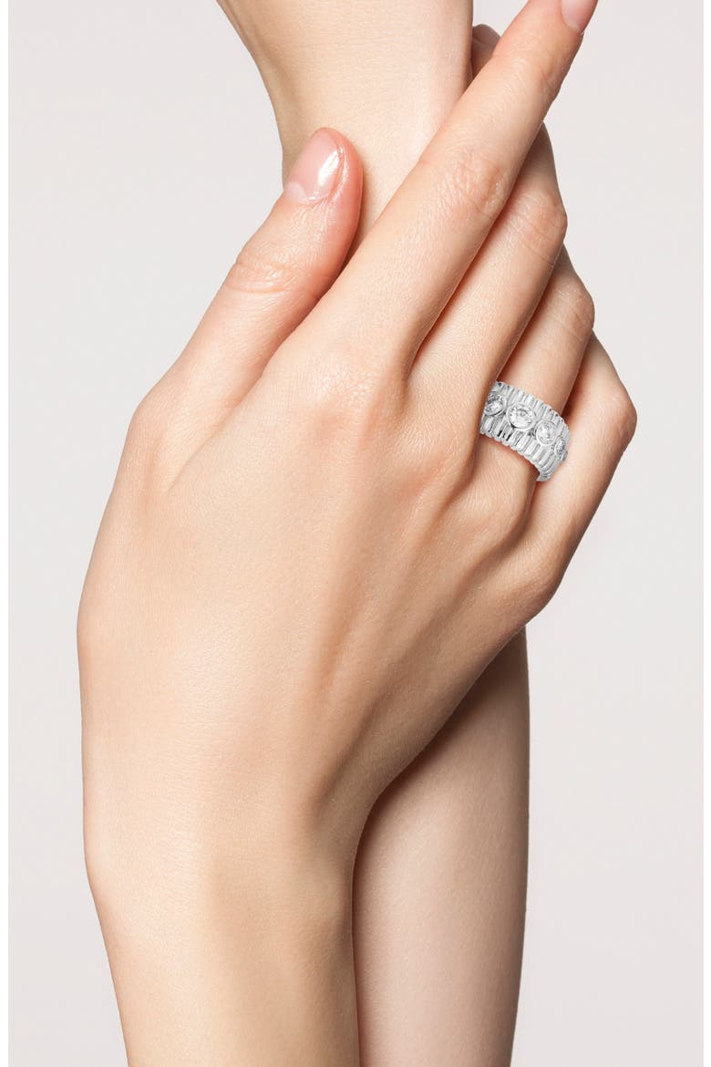 Cubic Zirconia Ribbed Ring, Alternate, color, SILVER