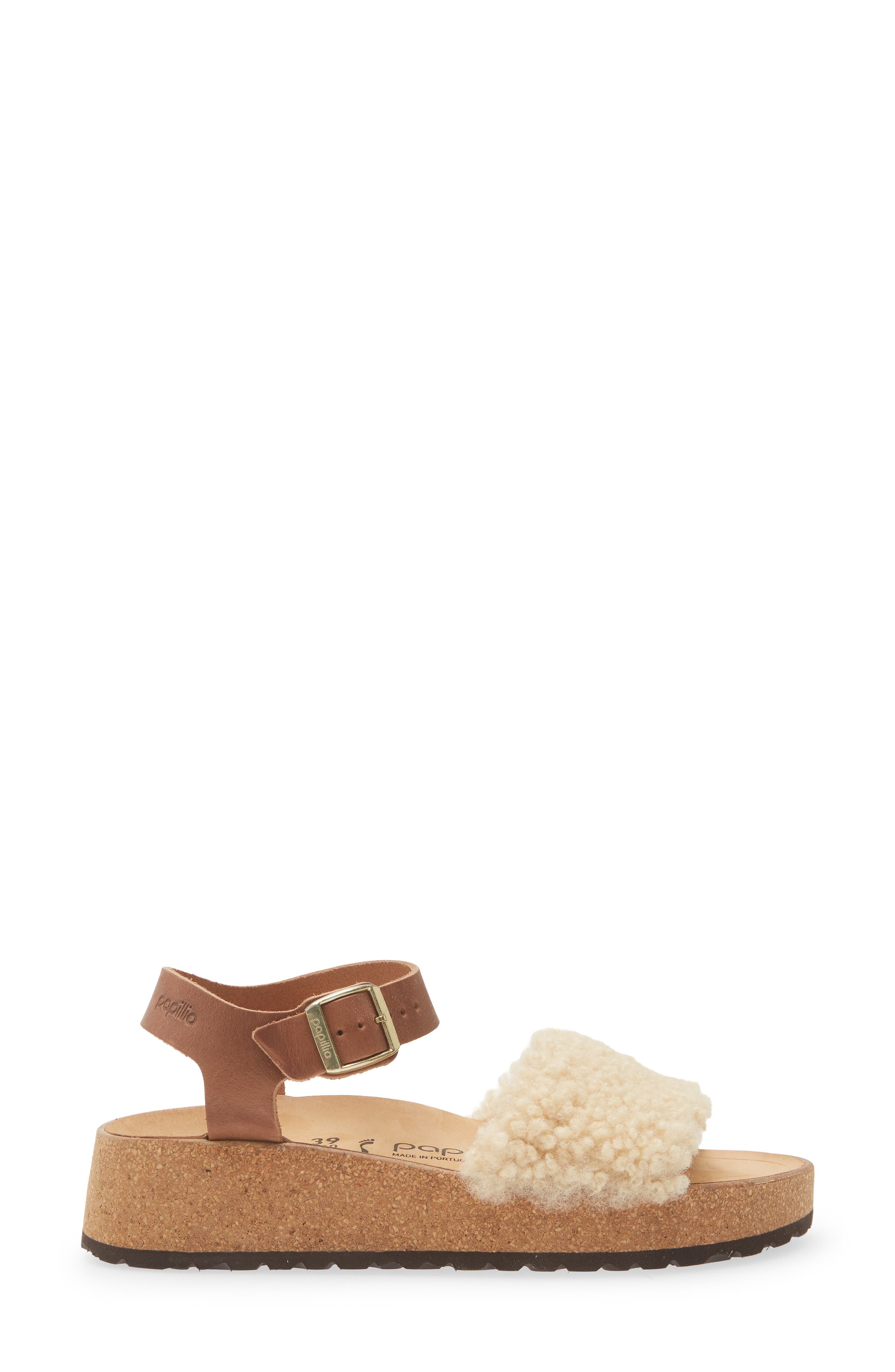 Glenda Genuine Shearling Platform Sandal, Alternate, color, COGNAC