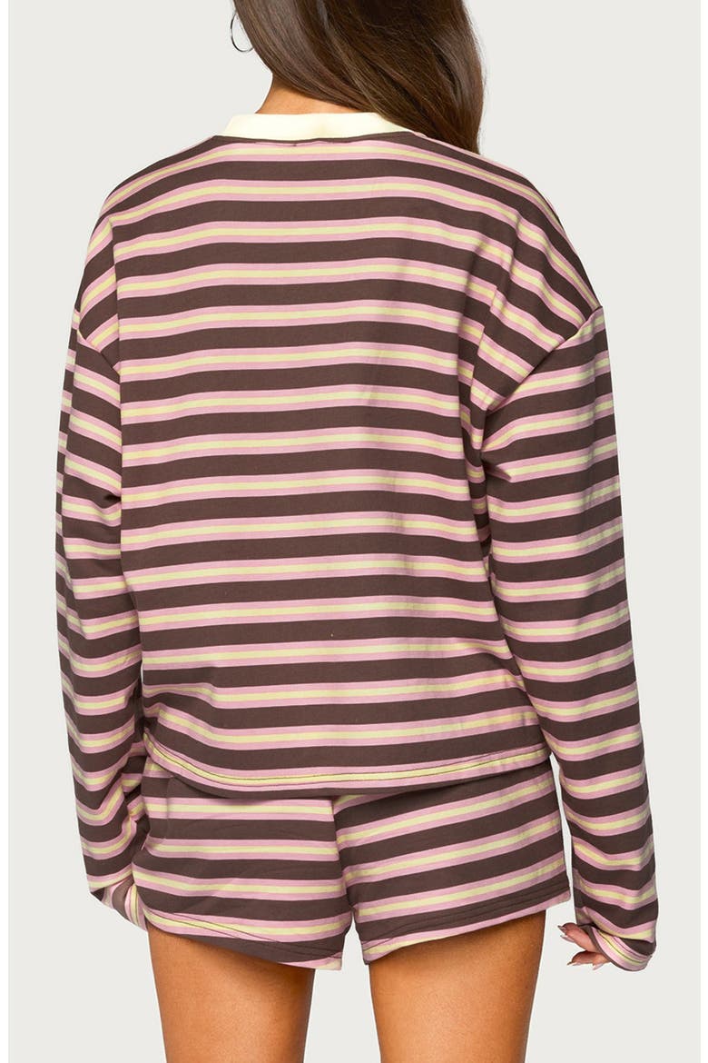 Blanchy Striped Long Sleeve T-Shirt, Alternate, color, PINK-AND-BROWN