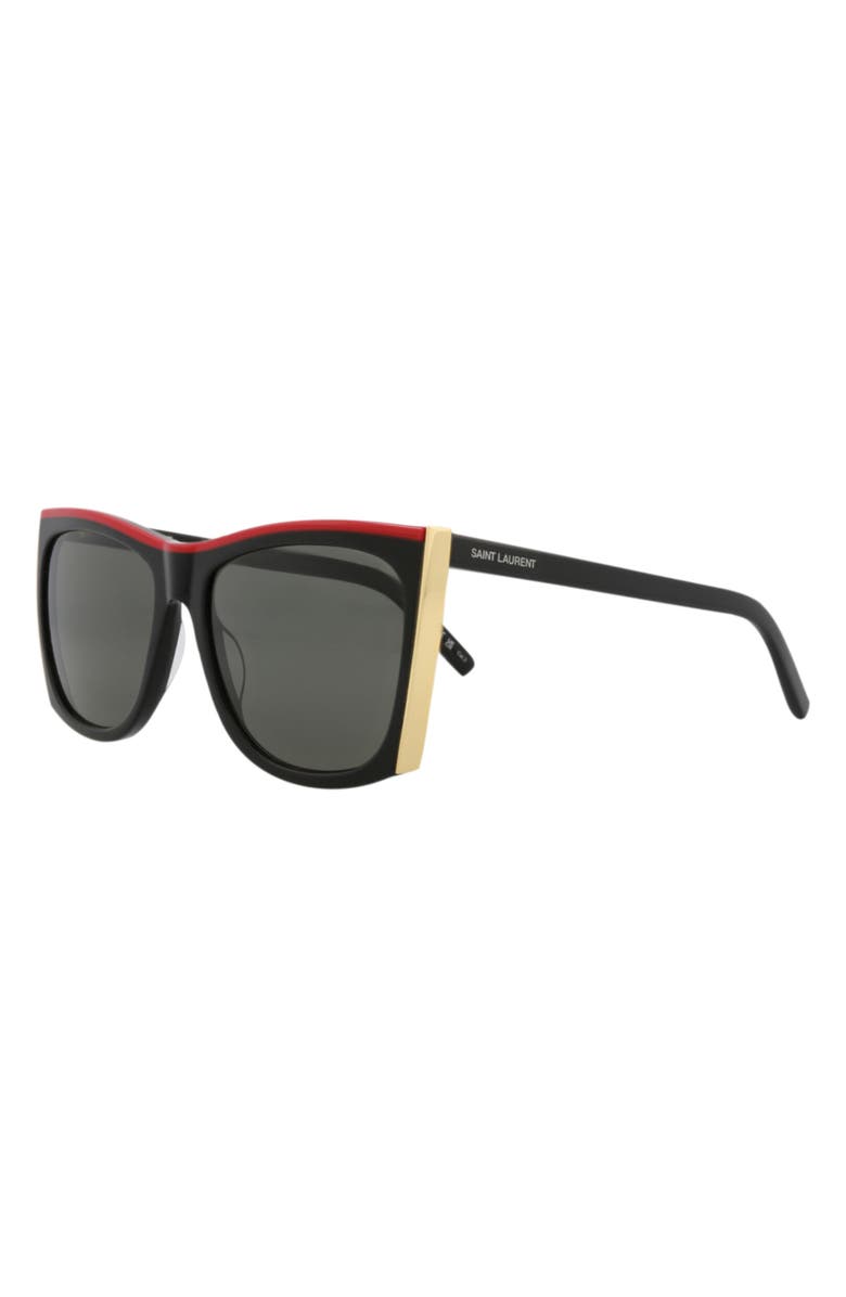 Saint Laurent 58mm Square Sunglasses, Alternate, color, Black Black Grey