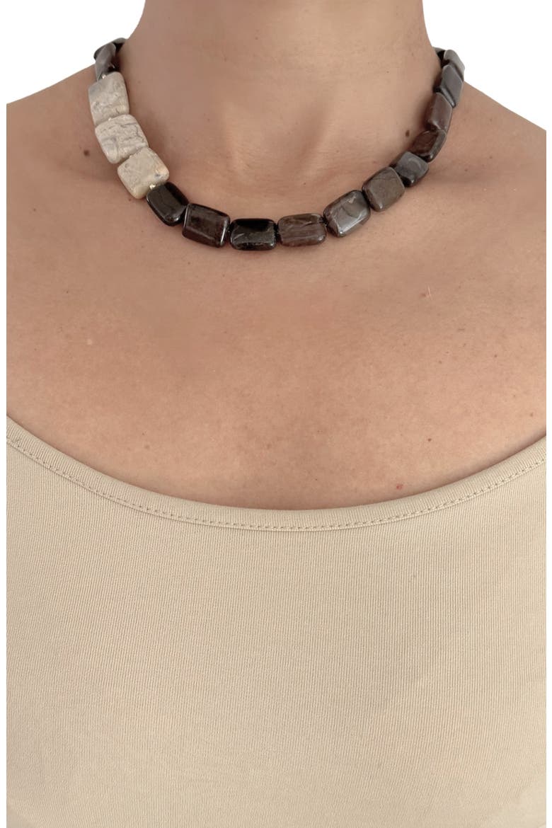Braze Gemstone Collar Necklace, Alternate, color, BONZITE
