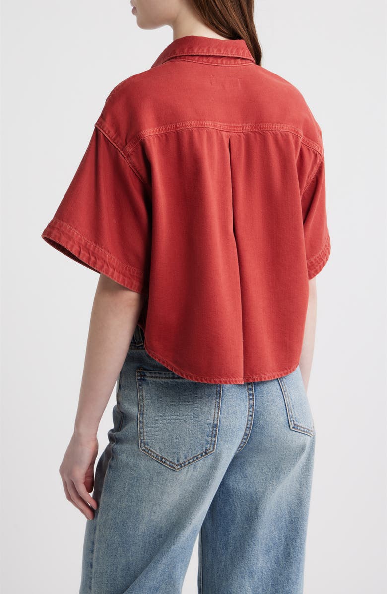 rag & bone Marin Crop Cotton Blend Button-Up Shirt, Alternate, color, Sienna Stne