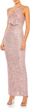 Mac Duggal Sequined Strappless Faux Bow Column Gown