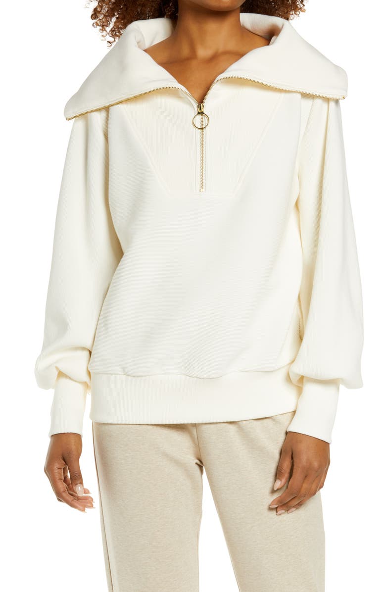 Varley Vine Ottoman Half Zip Pullover, Main, color, Ivory