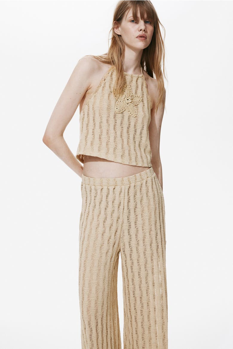 Knitted Pull-on Trousers, Alternate, color, Beige
